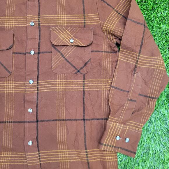 Vintage 90s Western Plaid Button Shirt Small 19x29 Brown - Picture 11 of 11